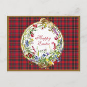 Royal Stewart Modern Scottish Tartan Easter Floral Feestdagenkaart (Voorkant)