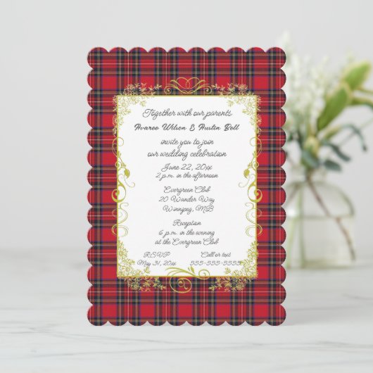 Royal Stewart Original Tartan With Gold Frame  Kaart (Staand voorkant)