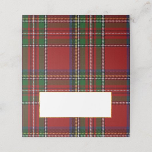 Royal Stewart Plaid Bruiloft Gevouwen Plaats Kaart Plaatskaartje (Buitenkant ongevouwen)