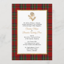 Royal Stewart Plaid Thistle bruiloft uitnodiging