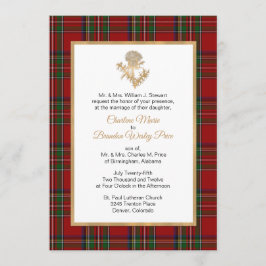 Royal Stewart Plaid Thistle bruiloft uitnodiging