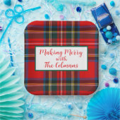 Royal Stewart Red Plaid MAKING MERRY Papieren Bordje (Feest)