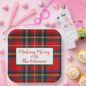 Royal Stewart Red Plaid MAKING MERRY Papieren Bordje (Feest)