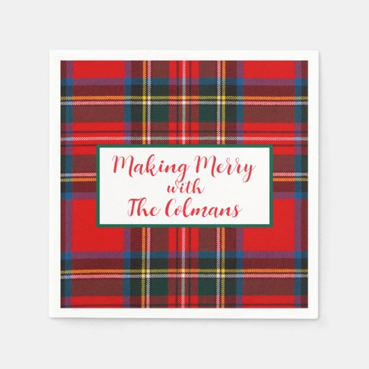 Royal Stewart Red Plaid MAKING MERRY  Servet (Voorkant)