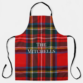 Royal Stewart Red Plaid PERSONALIZE Unisex Apron Schort