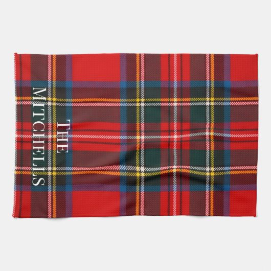 Royal Stewart Rode Plaid PERSONALISEER Theedoek (Horizontaal)