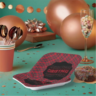Royal Stewart Schotse Clan Tartan Kerstmis Papieren Bordje