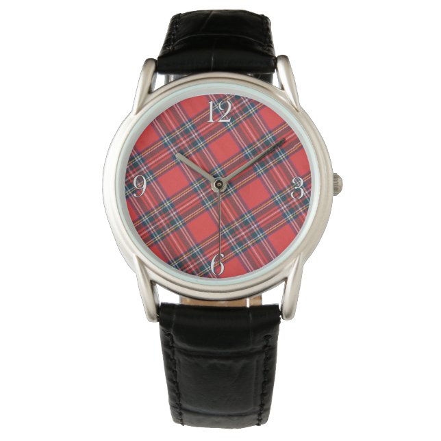 Royal Stewart Scottish Highlands Tartan Horloge (Voorkant)