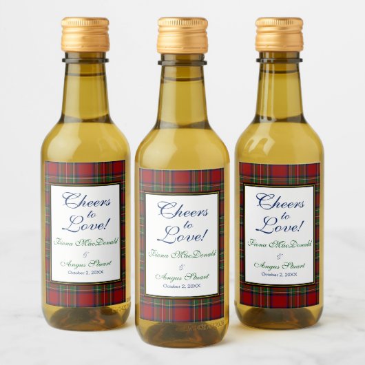 Royal Stewart Tartan Bruiloft Opslaan Datum Favor Wijn Etiket (Flessen)