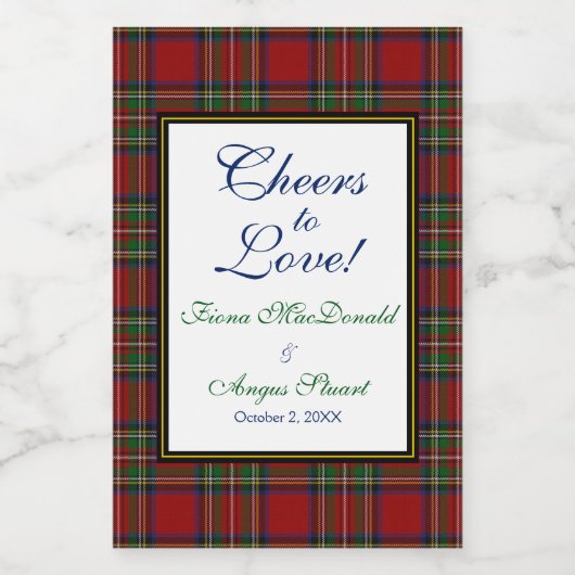 Royal Stewart Tartan Bruiloft Opslaan Datum Favor Wijn Etiket (Enkel label)
