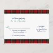 Royal Stewart Tartan Bruiloft RSVP Antwoorden Brie Uitnodiging Briefkaart (Achterkant)