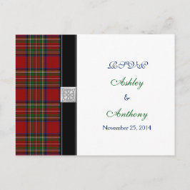 Royal Stewart Tartan Bruiloft RSVP Antwoorden Brie Uitnodiging Briefkaart
