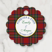 Royal Stewart Tartan Bruiloft Save a Date Bedankjes Labels (Voorkant)