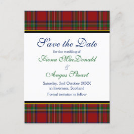 Royal Stewart Tartan Bruiloft Save a Date Briefkaa Aankondigingskaart