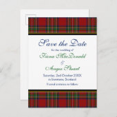 Royal Stewart Tartan Bruiloft Save a Date Briefkaa Aankondigingskaart (Voorkant / Achterkant)
