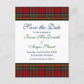 Royal Stewart Tartan Bruiloft Save a Date Briefkaa Aankondigingskaart (Voorkant)