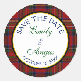 Royal Stewart Tartan Bruiloft Save a Date Sticker