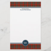 Royal Stewart Tartan Classic Rood Plaid Monogram Briefpapier (Voorkant)