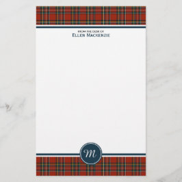 Royal Stewart Tartan Classic Rood Plaid Monogram Briefpapier