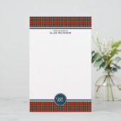 Royal Stewart Tartan Classic Rood Plaid Monogram Briefpapier (Staand voorkant)