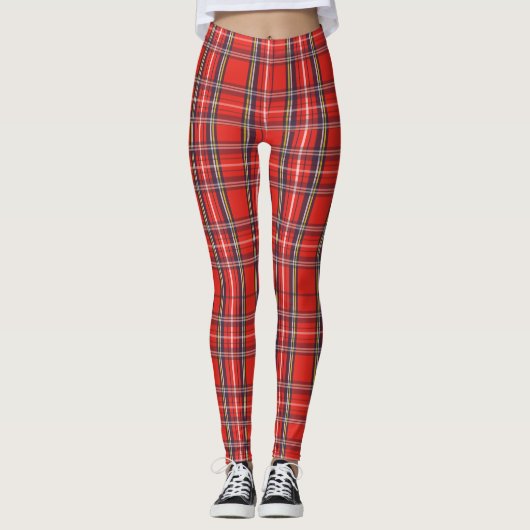 Royal Stewart Tartan controleerde spelregels Leggings (Voorkant)