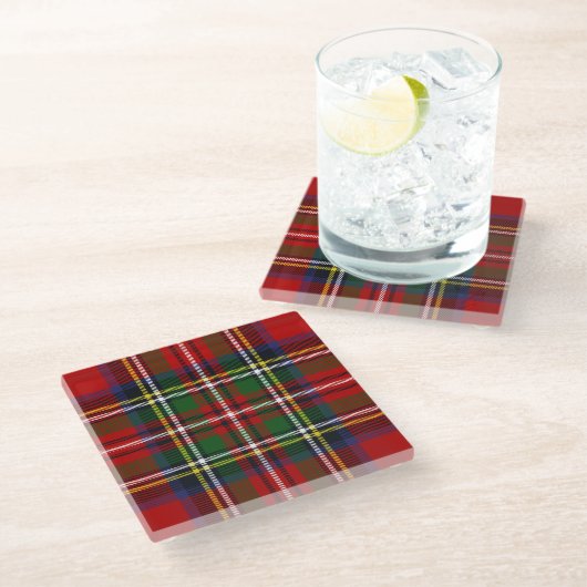 Royal Stewart Tartan Glazen Onderzetter (Schuin)