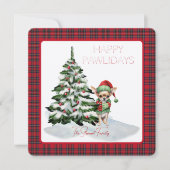 Royal Stewart Tartan Happy Pawholidays Hond (Voorkant)