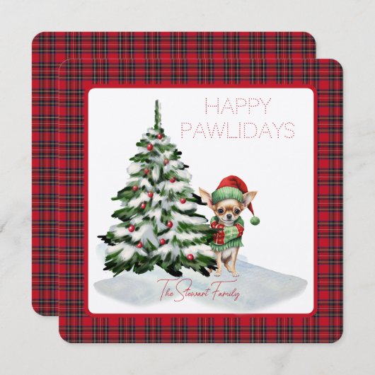Royal Stewart Tartan Happy Pawholidays Hond (Voorkant / Achterkant)