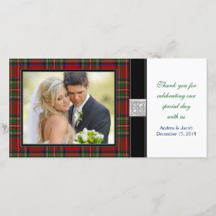 Royal Stewart Tartan Huwelijks Dankjewel Fotokaart Bedankkaart