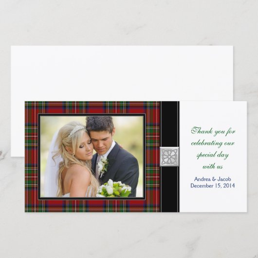 Royal Stewart Tartan Huwelijks Dankjewel Fotokaart Bedankkaart (Voorkant / Achterkant)