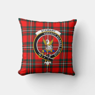 Royal Stewart Tartan met Clan Badge en Motto Thr Kussen