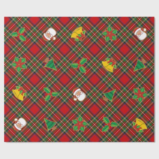 Royal Stewart Tartan met kerstpictogrammen Cadeaupapier (Vlak)