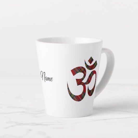 Royal Stewart Tartan Om Symbol, 12oz Latte Mok (Rechterhoek)