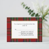 Royal Stewart Tartan Plaid Bruiloft RSVP Kaart (Staand voorkant)