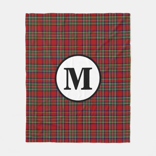 Royal Stewart Tartan Plaid Schotse Clan Monogram Fleece Deken (Voorkant)