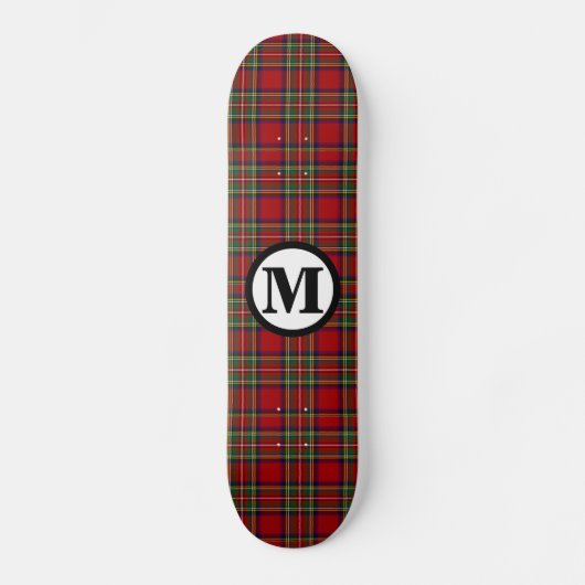 Royal Stewart Tartan Plaid Schotse Clan Monogram Persoonlijk Skateboard (Voorkant)