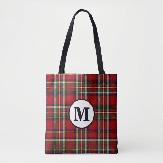 Royal Stewart Tartan Plaid Schotse Clan Monogram Tote Bag (Voorkant)