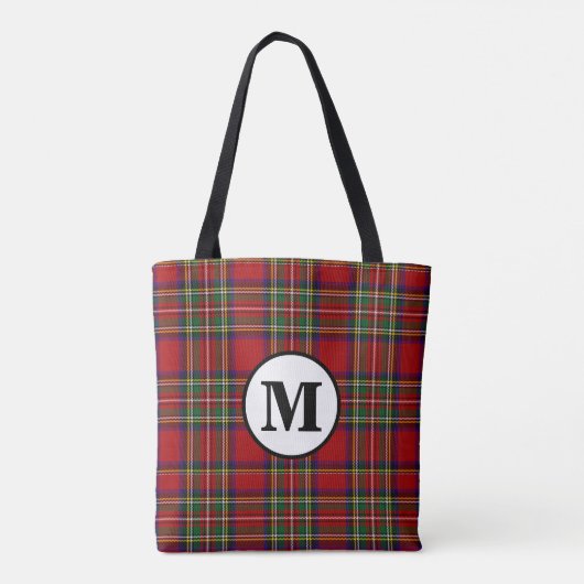 Royal Stewart Tartan Plaid Schotse Clan Monogram Tote Bag (Achterkant)