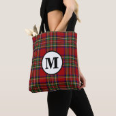 Royal Stewart Tartan Plaid Schotse Clan Monogram Tote Bag (Dichtbij)