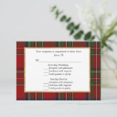 Royal Stewart Tartan Plaid Wedding Multi RSVP-kaar RSVP Kaartje (Staand voorkant)