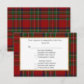Royal Stewart Tartan Plaid Wedding Multi RSVP-kaar RSVP Kaartje (Voorkant / Achterkant)