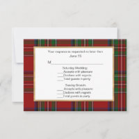 Royal Stewart Tartan Plaid Wedding Multi RSVP-kaar
