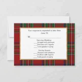 Royal Stewart Tartan Plaid Wedding Multi RSVP-kaar RSVP Kaartje