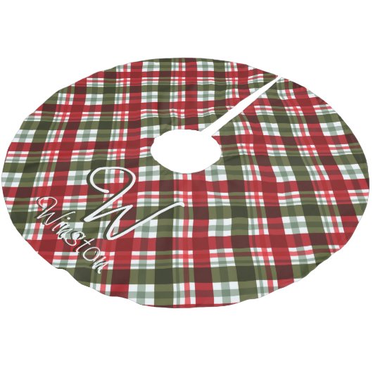 Royal Stewart Tartan Pset Monogram Kerstboom Rok (Gekanteld)