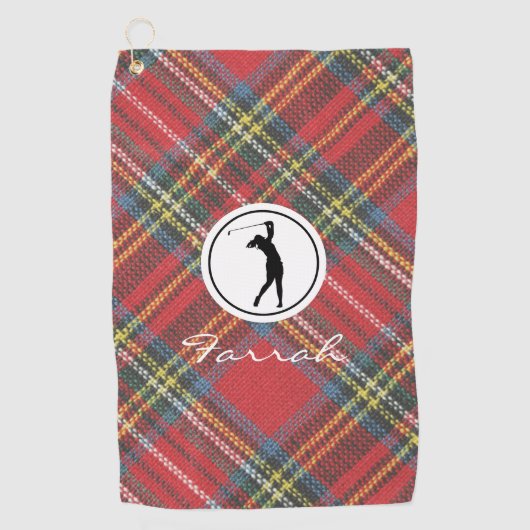 Royal Stewart Tartan Pset Print, Vrouw Golfhanddoek (Voorkant)