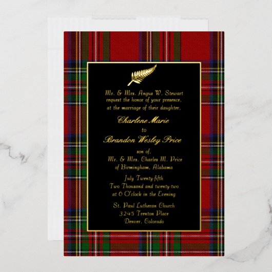 Royal Stewart Tartan Pset Wedding Folie Uitnodiging (Envelop)