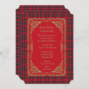 Royal Stewart Tartan Pset Wedding Kaart