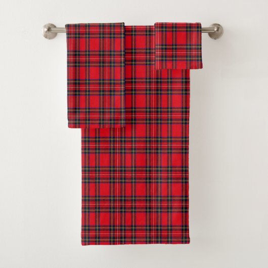 Royal Stewart tartan red black plaid Bad Handdoek (Insitu)