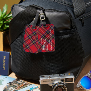 Royal Stewart tartan red black plaid Bagagelabel