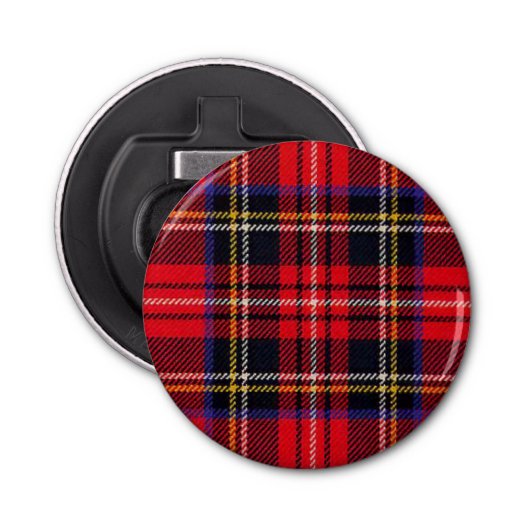 Royal Stewart tartan red black plaid Button Flesopener (Voorkant)